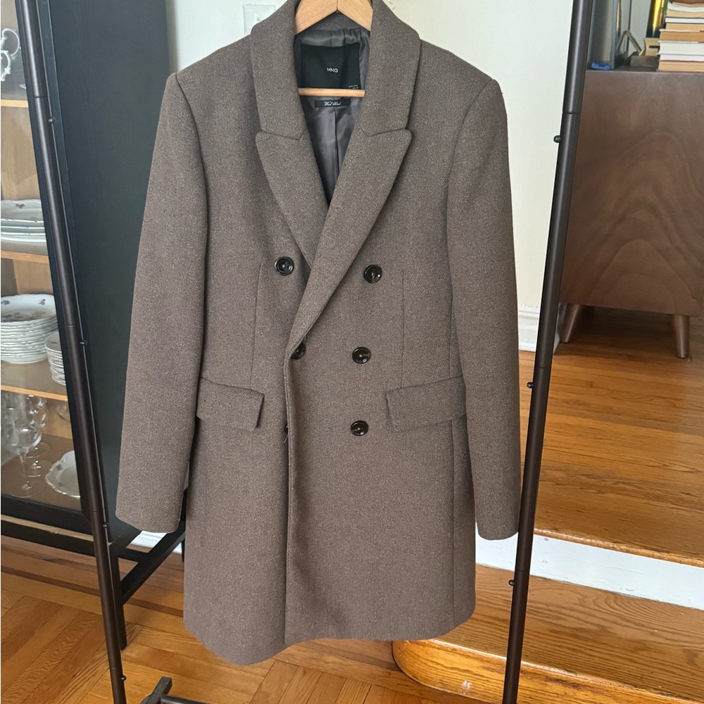 Mango women’s Taupe Double-Breasted Pea Coat